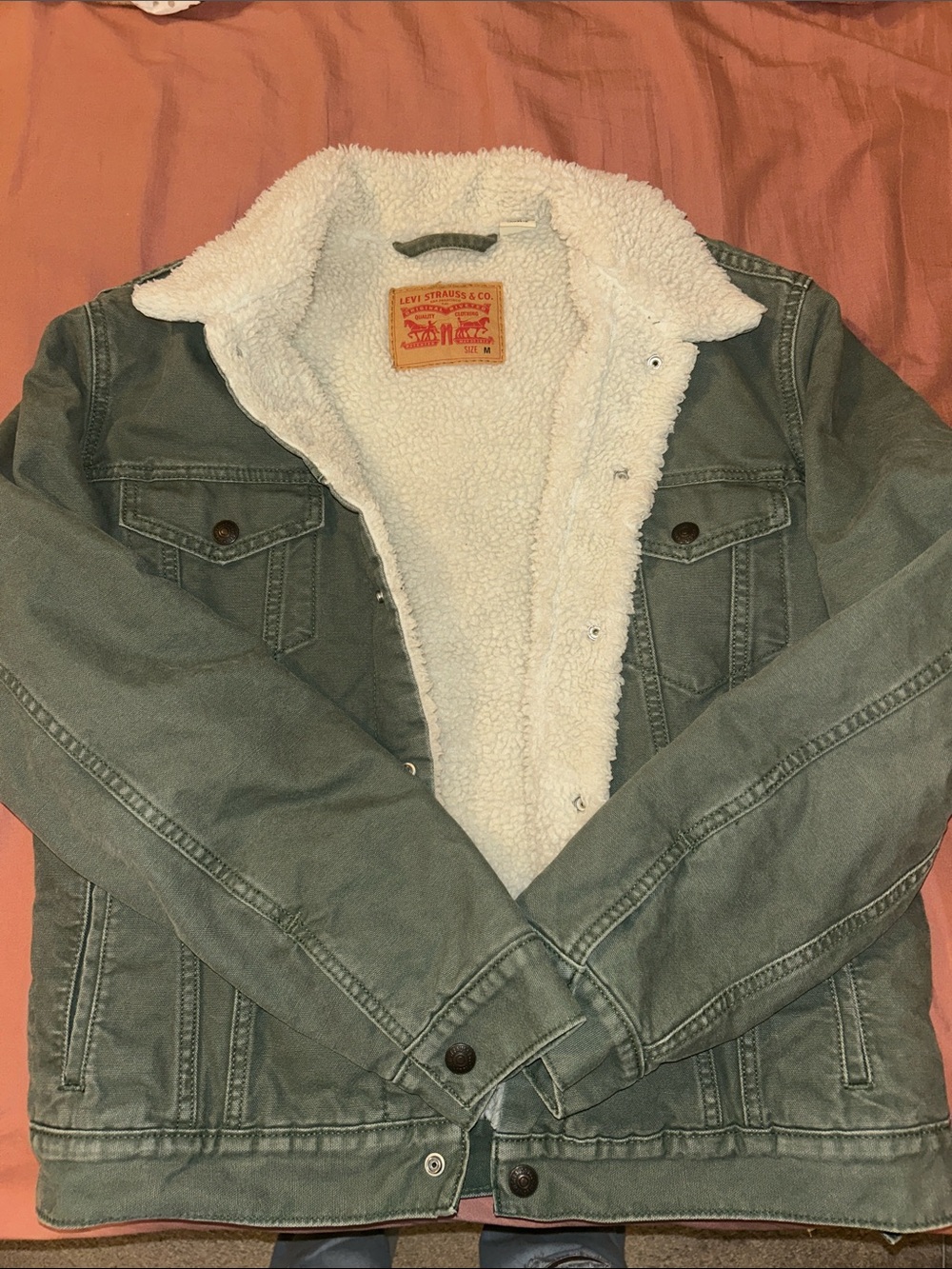 Levi's Olive Green Sherpa-Lined Denim Jacket